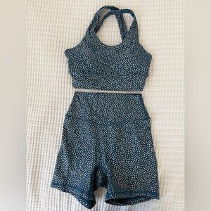 BuffBunny Teal Speckled Athletic Shorts Set